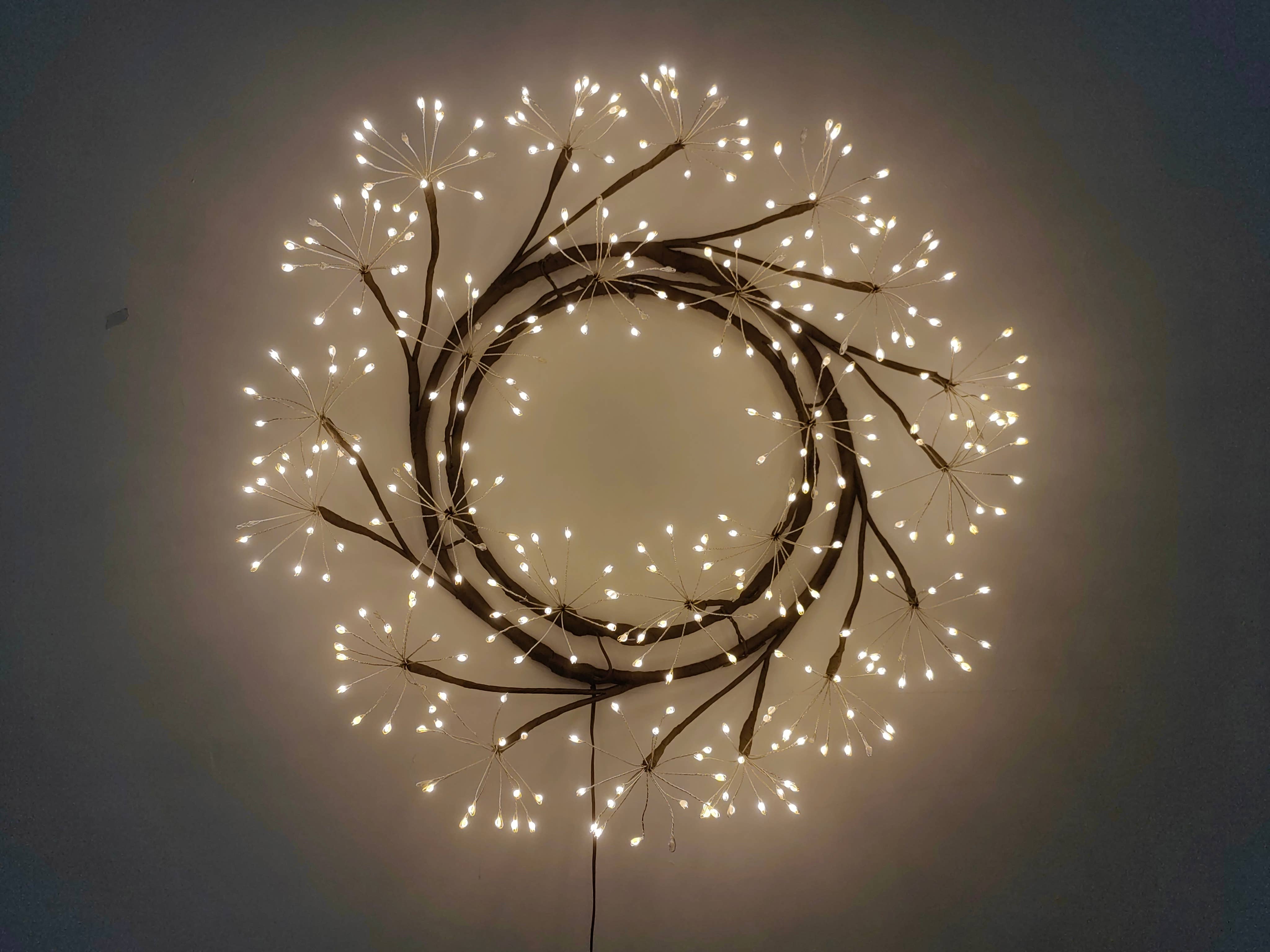 Hi-Line Gift Ltd. - Wholesale Christmas Decoration - 24in LED Christmas Wreath Brown Indoor Hanging Holiday Decor1