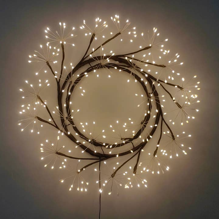 Hi-Line Gift Ltd. - Wholesale Christmas Decoration - 24in LED Christmas Wreath Brown Indoor Hanging Holiday Decor1