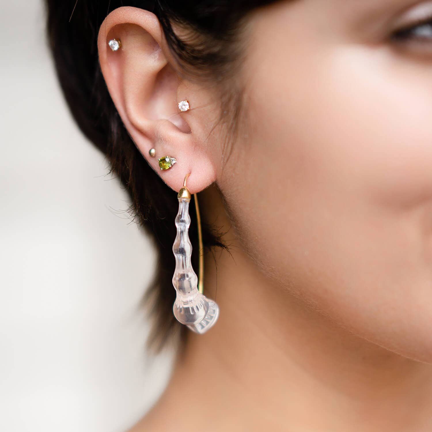 Gold & Honey – wholesale Hoop earrings – 2" Clear Wishbone Bamboo Earrings1