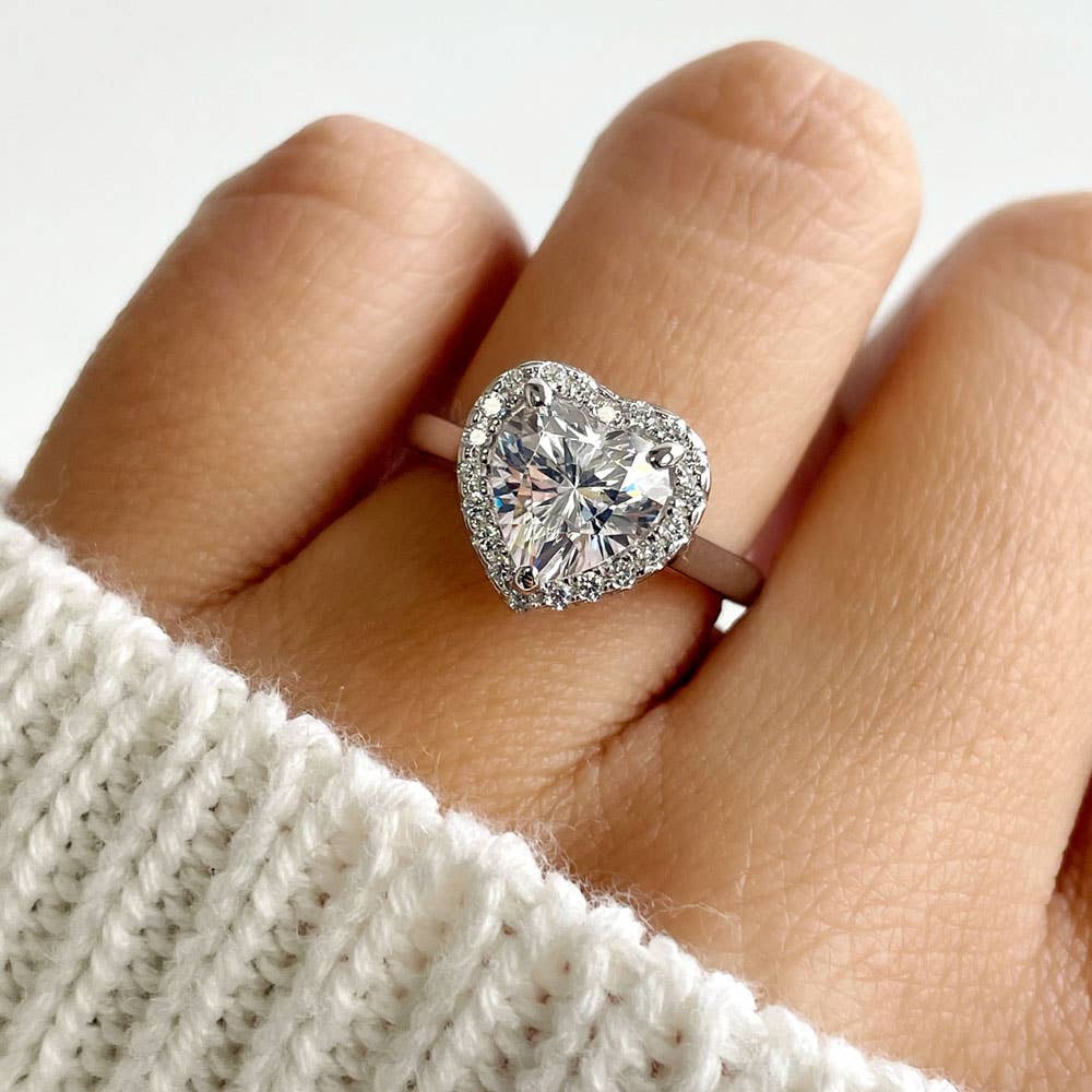 BERRICLE – wholesale Engagement ring – BERRICLE Sterling Silver Halo Heart CZ Engagement Ring Set9
