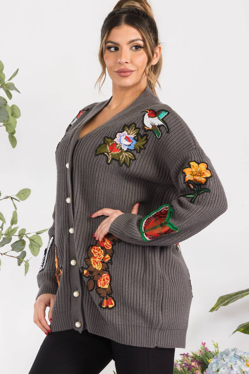 H&H Fashion Inc. – wholesale Cardigan – Women’s – W1602 - Button Down Patch Knit Cardigan5