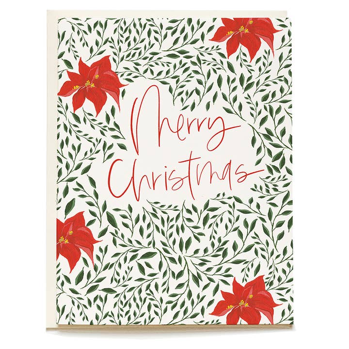 Poinsettia Holiday Greeting Card for wholesale by Pen + Pillar