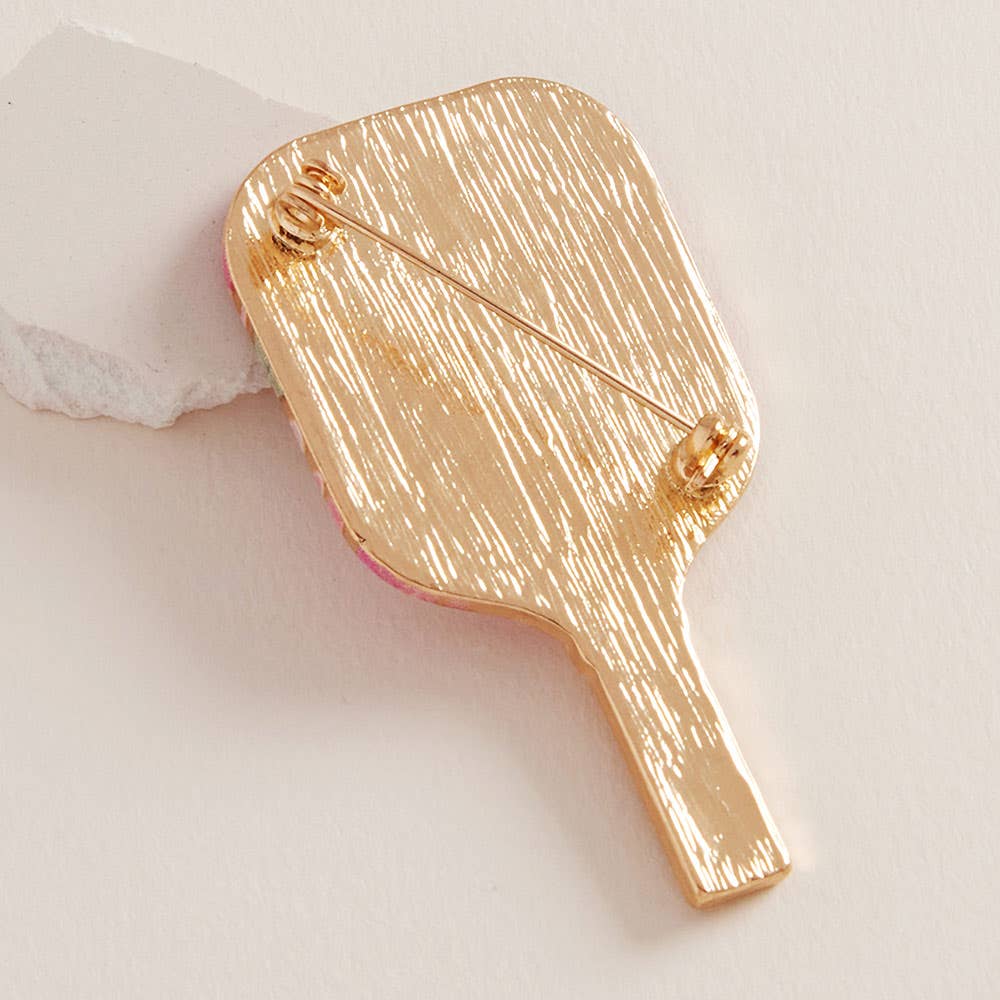 Sensibling Corp. – wholesale Brosch – Emaljerad randig pickleballracket nål brosch2