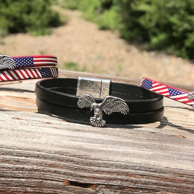 FREEDOM Eagle Leather Bracelet for wholesale by Rox-anne