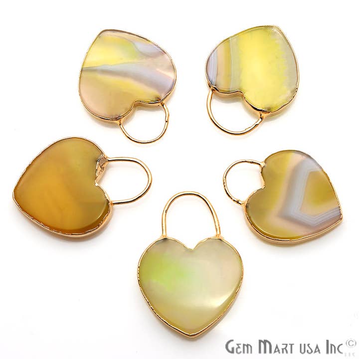 GemMartUSA - Wholesale Pendant/charm necklace - Moss Agate Slice Heart Shape Locket Pendant Necklace 25x19mm20