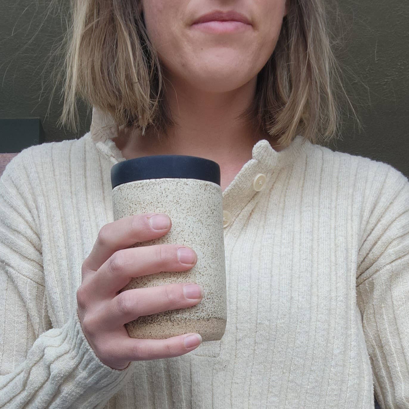 Tactile Earth - Wholesale Insulated Mug/Tumbler - Classic Ceramic Travel Tumbler: Specky White3