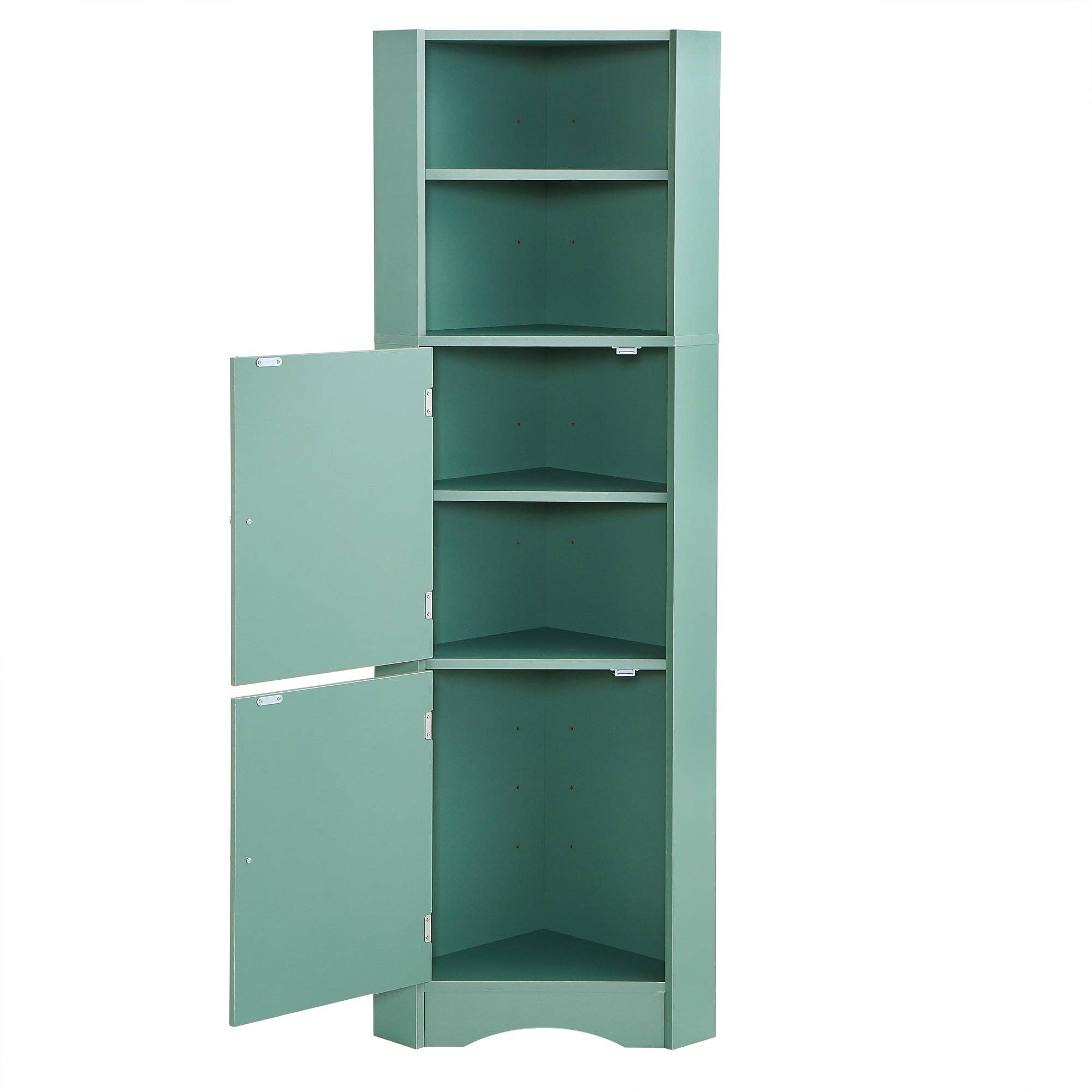Orange County Decor - Wholesale Cabinet - Tall Bathroom Corner Cabinet, Freestanding Storage Cabinet With Doors And Adjustable Shelves, Mdf Board, Green Green Mdf15