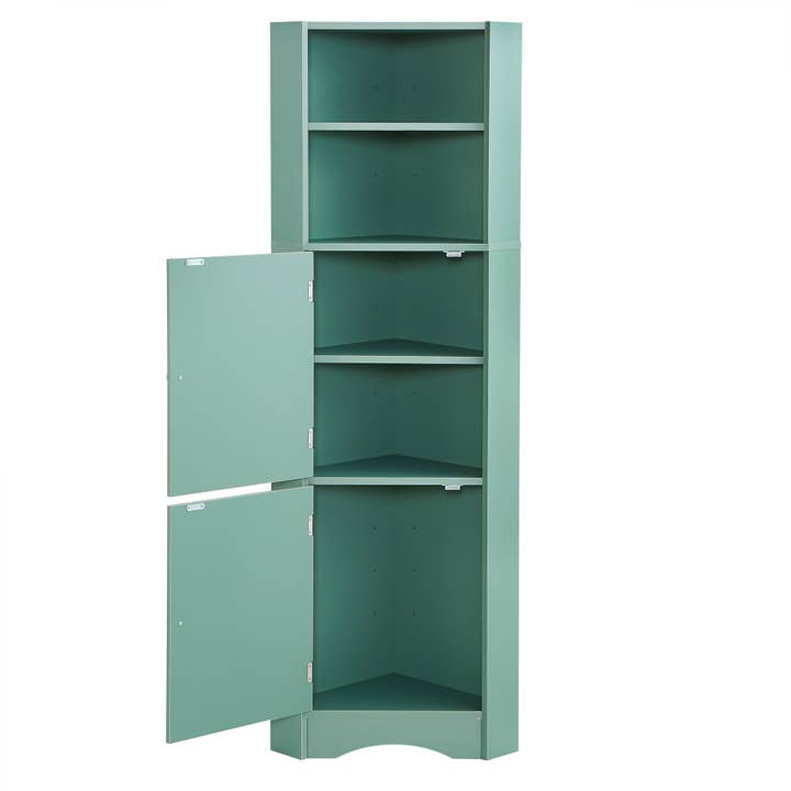 Orange County Decor - Wholesale Cabinet - Tall Bathroom Corner Cabinet, Freestanding Storage Cabinet With Doors And Adjustable Shelves, Mdf Board, Green Green Mdf15