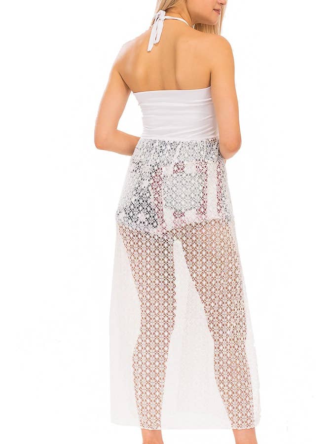 Cap Zone – Engroshandel Strandbadekåbe – Dame – Halter Tube Top Lang Fiskenet Blonder Cover-Up Kjole