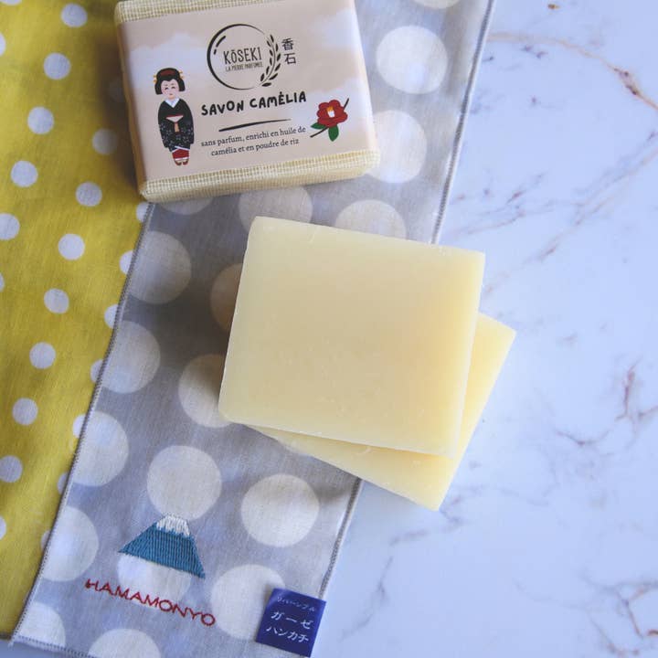 Camellia Soap & Rice Powder (unscented) for wholesale by Koseki Savon
