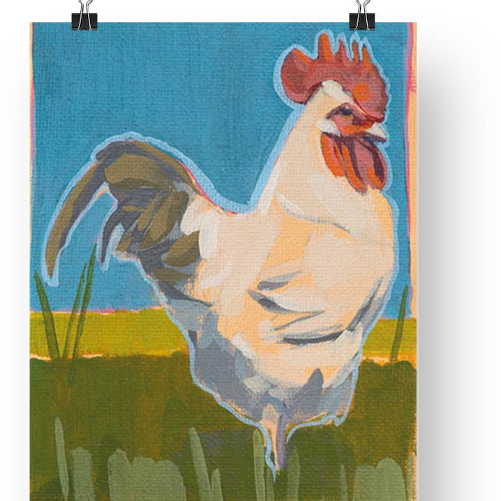 Carta d'arte, Proud Rooster, 15x20 cm per la vendita all'ingrosso da parte di ZOOZANY handpainted