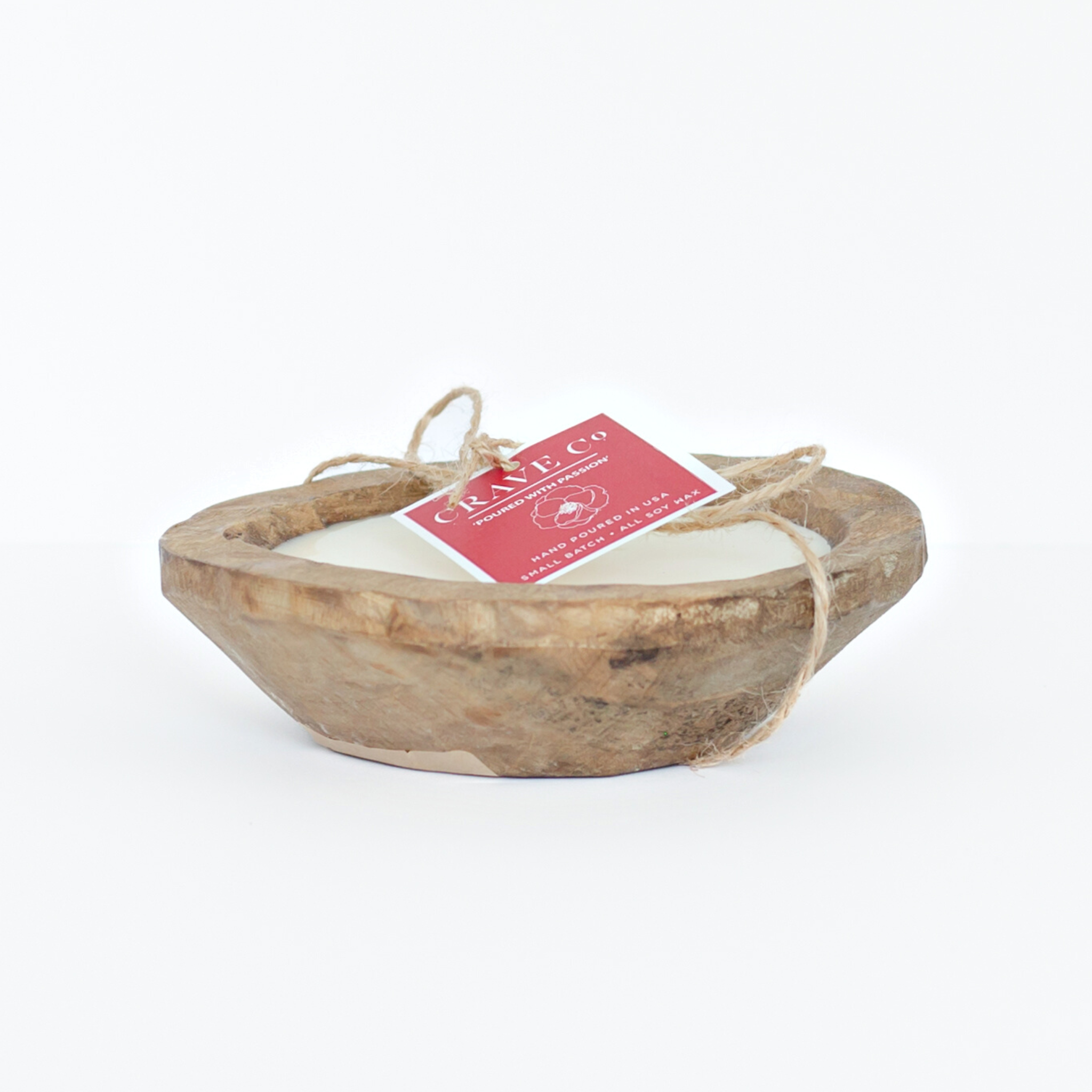 Crave Candle Co. LLC - Wholesale Jar/Filled Candle - Hand-Carved Small Wooden Dough Bowl1
