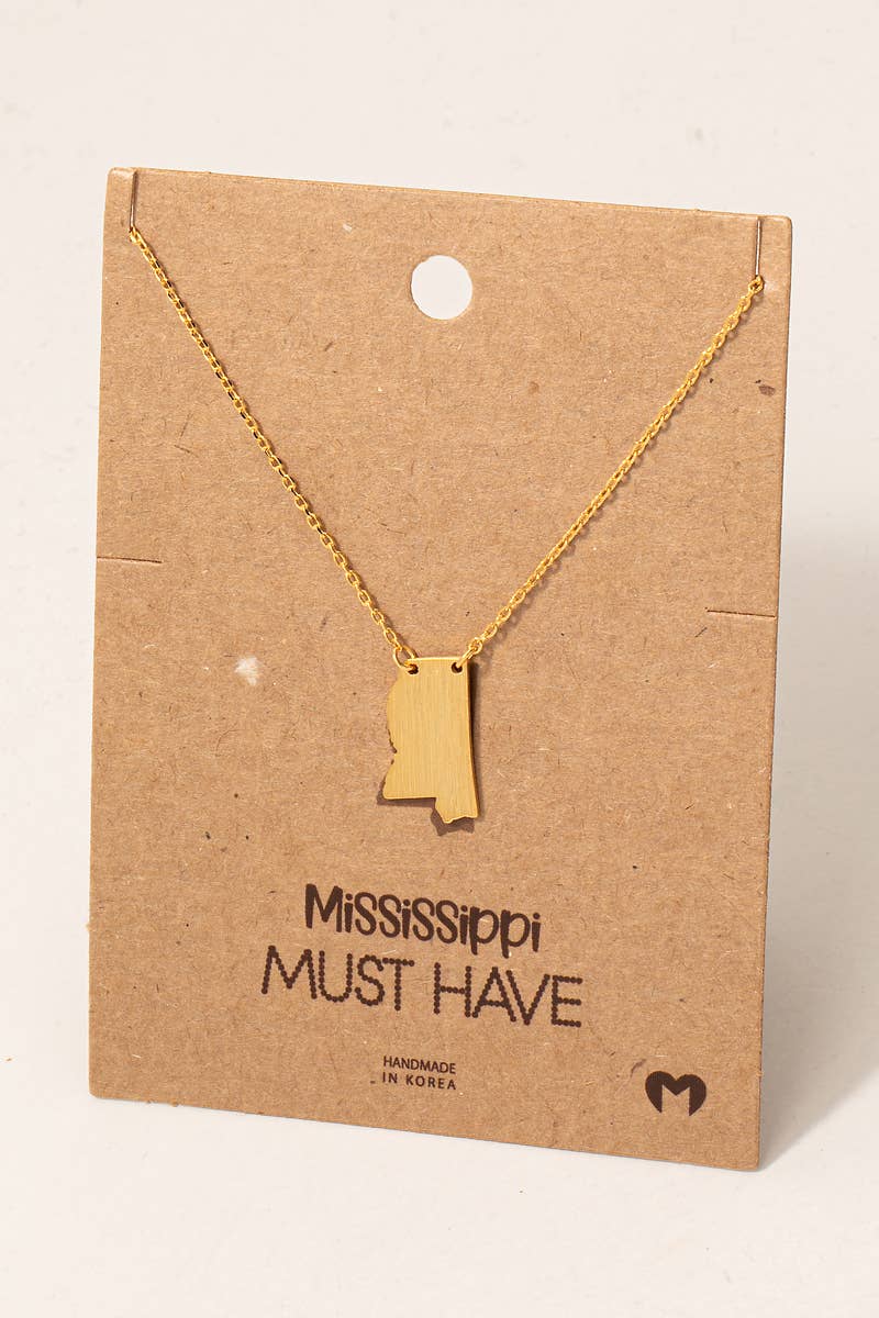 Fame Accessories - Wholesale Pendant/Charm Necklace - Mississippi Pendant Necklace0