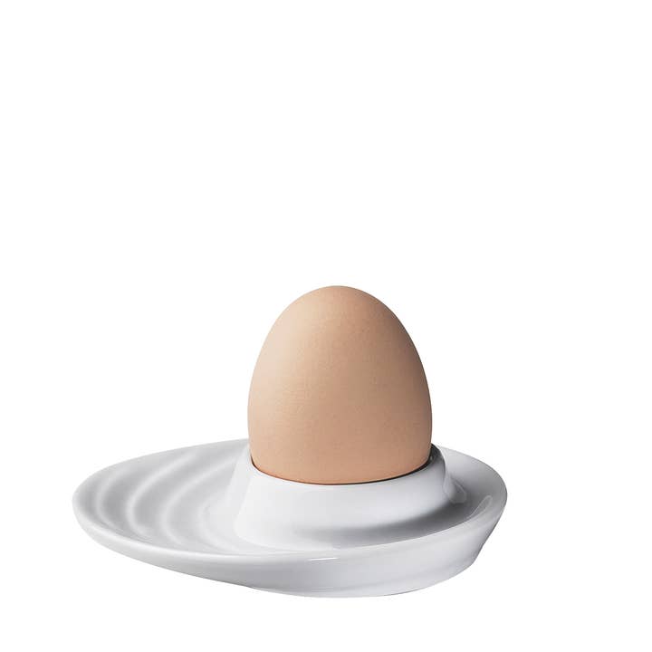 Ensemble de coquetiers en porcelaine blanche, base ovale, 2 pièces pour la vente par Frieling USA