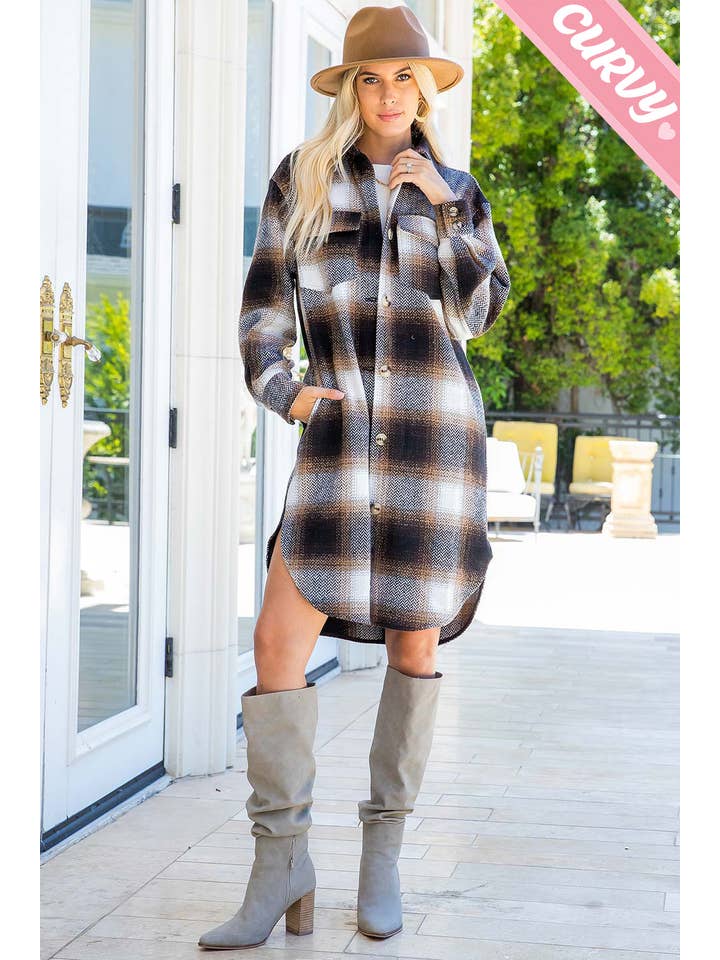 Sweet Lovely by Jen - Wholesale Shirt Jacket/Shacket - Women's - PLUS SIZE SHACKET /PLAID COAT30