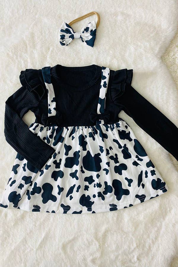 luluclothes - Wholesale T-Shirt - Kids - DLH2812 Fall clothing Knitted black cow long sleeve top2