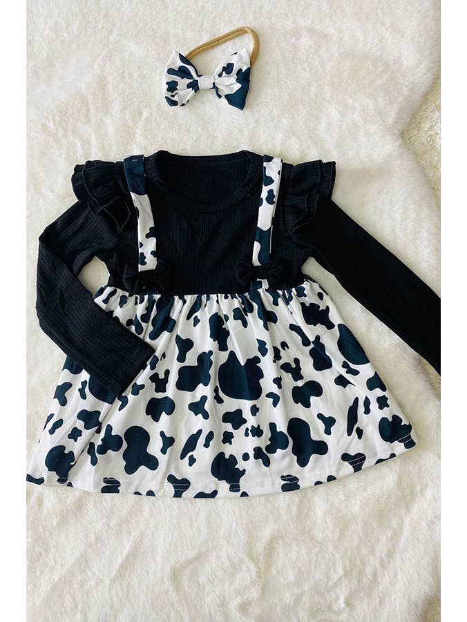 luluclothes - Wholesale T-Shirt - Kids - DLH2812 Fall clothing Knitted black cow long sleeve top2
