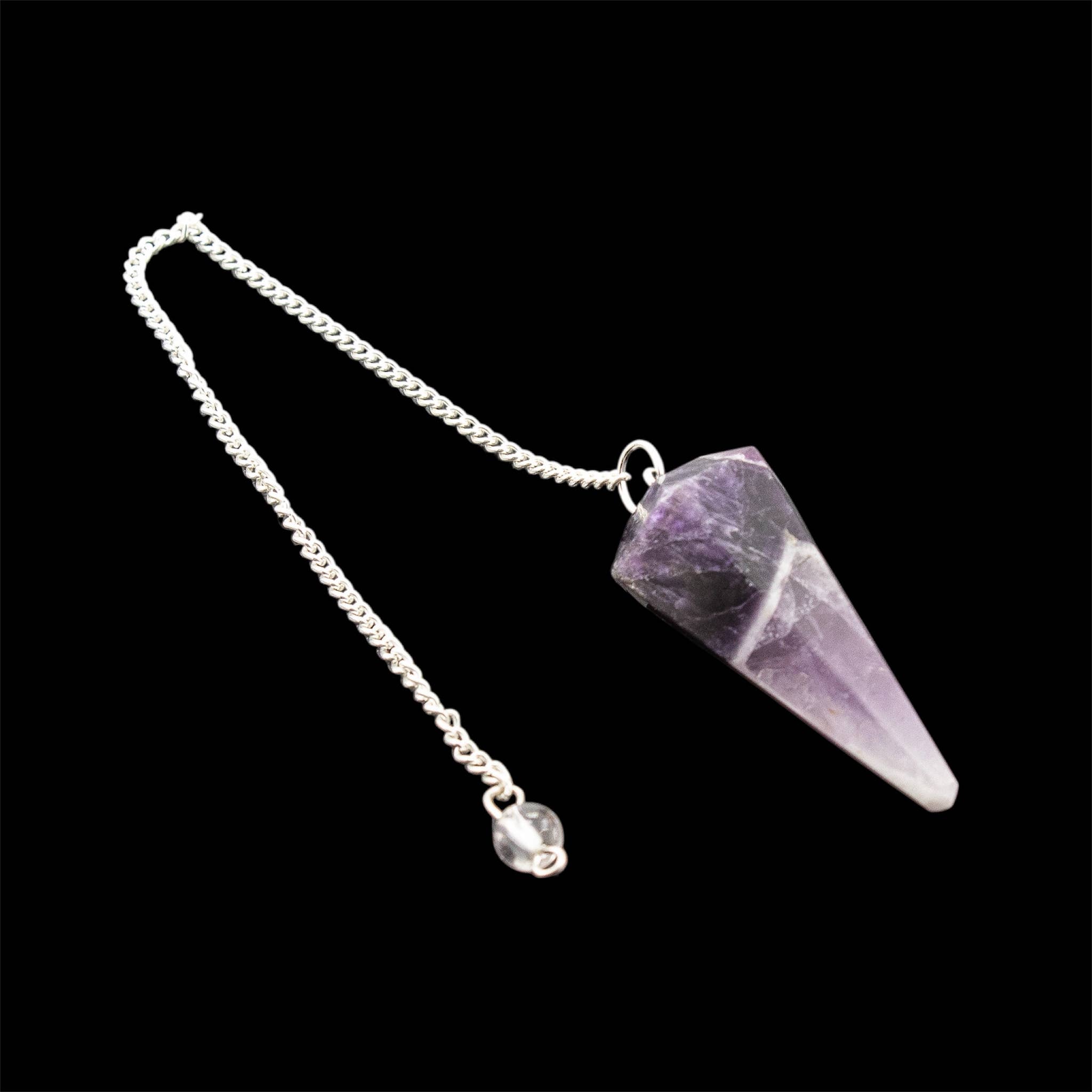 Quasar Gems USA - Wholesale Spiritual Stone/Crystal - Amethyst Gemstone Pendulum Silver Color Chain
