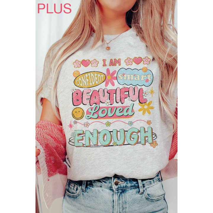 A. BLUSH CO - Wholesale T-shirt (graphic) – women's - PLUS SIZE - I AM ENOUGH Graphic Tee