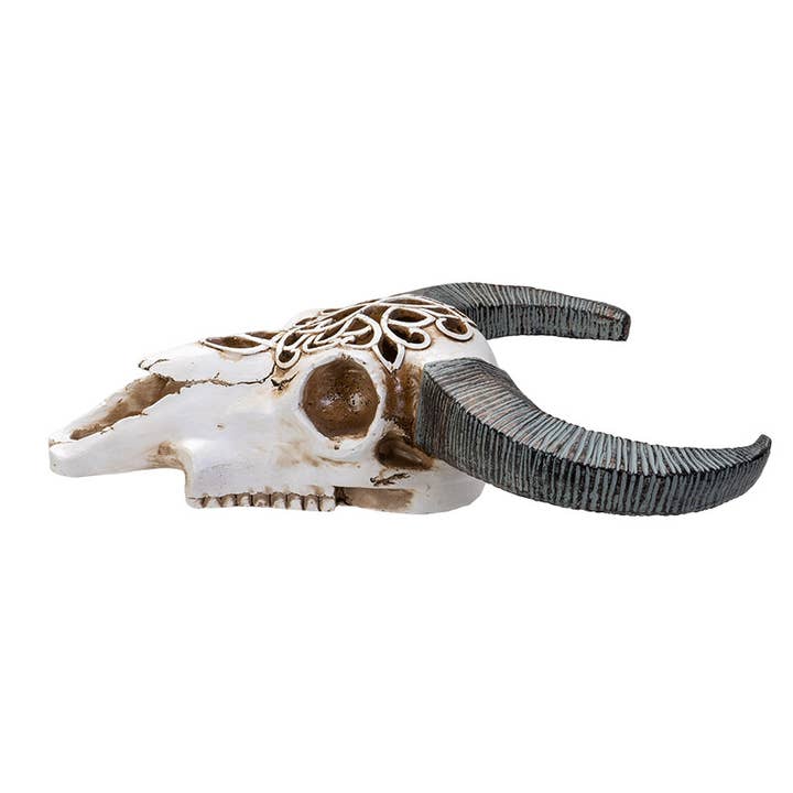 Pacific Trading - Wholesale Decorative Figurine - 14235 Carved Cow Hanging Decorative Skull w/LED