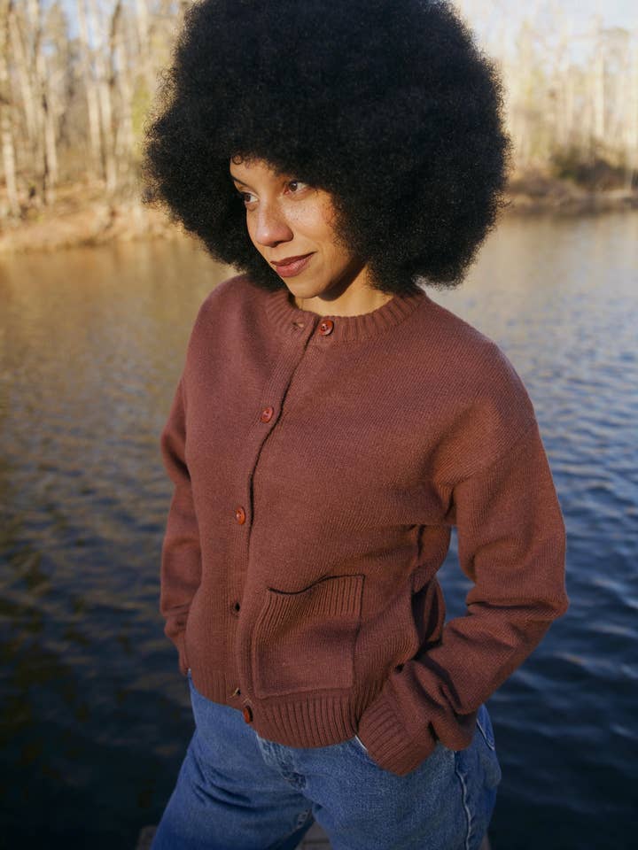 BROWN WOOL CARDIGAN for wholesale by Beaten Path Co