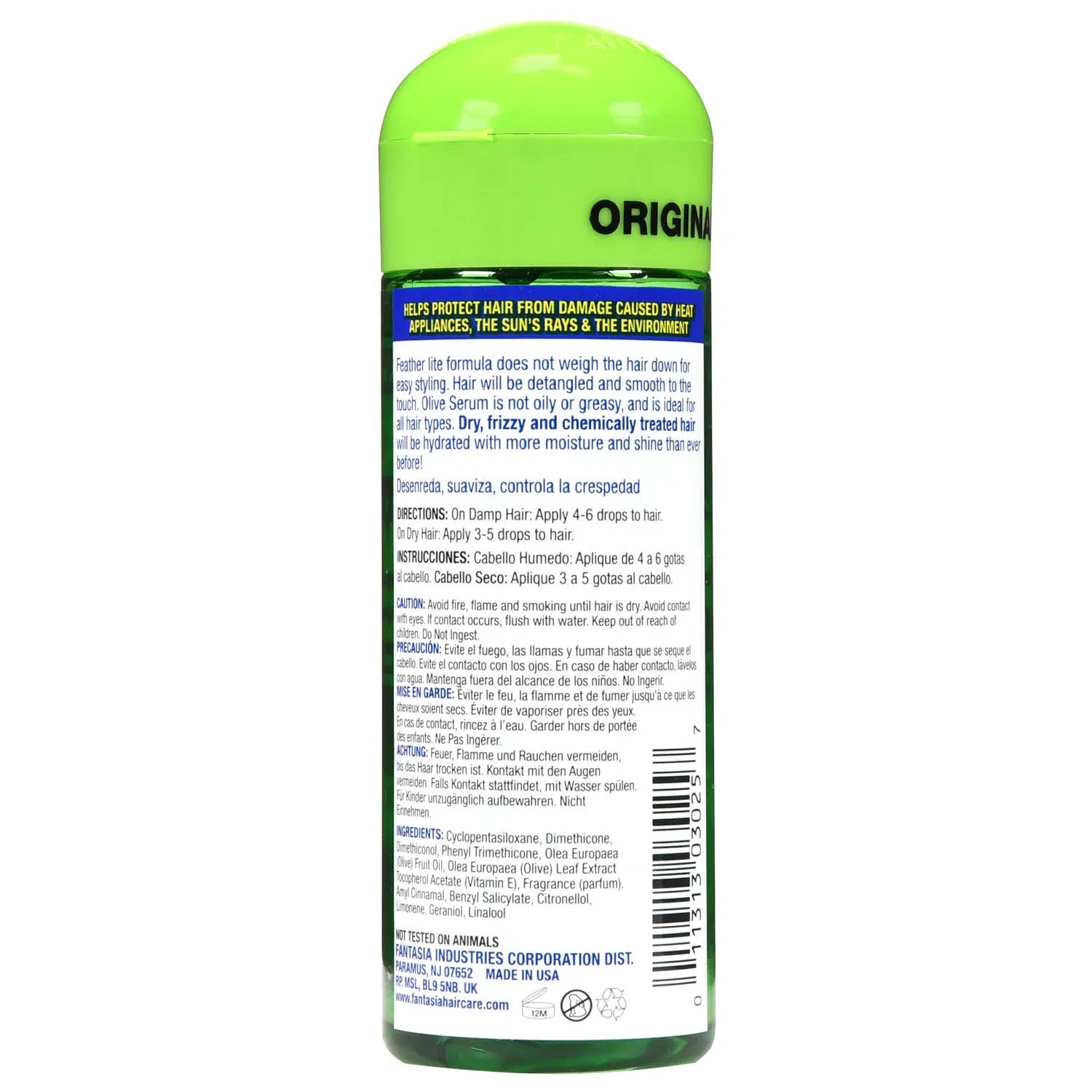 KT Supply - Wholesale Hair Serum - Fantasia IC Hair Polisher Olive Moisturizing Shine Serum,6oz1