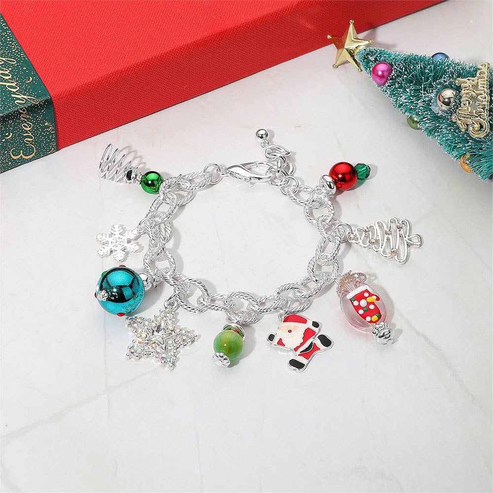 Sensibling Corp. - Wholesale Charm/Dangle Bracelet - Christmas Tree Santa Star Snowflake Festive Holiday Themed Charm Bracelet5