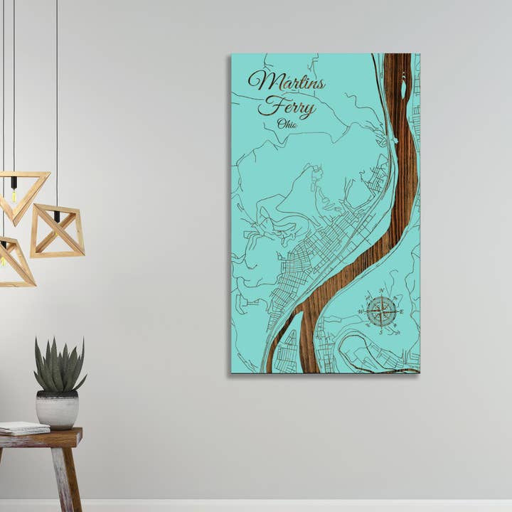 Mapa callejero de Ohio: Martins Ferry para venta al por mayor de Fire & Pine