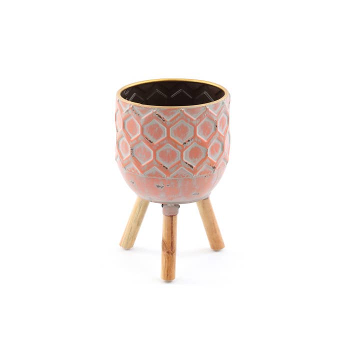 Napco - Wholesale Plant Pot Stand - Plant Stands, Embossed Tripod Pot Covers, Set of 3 #13202