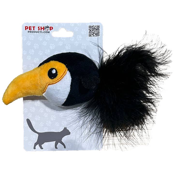Small Toucan Plush Cat Toy with Feathers, Perfect Pet Play for wholesale by Texas Toy Distribution