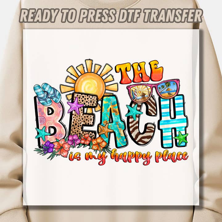 Der Strand ist mein Happy Place DTF Transfer für den Großhandel von Springs Design