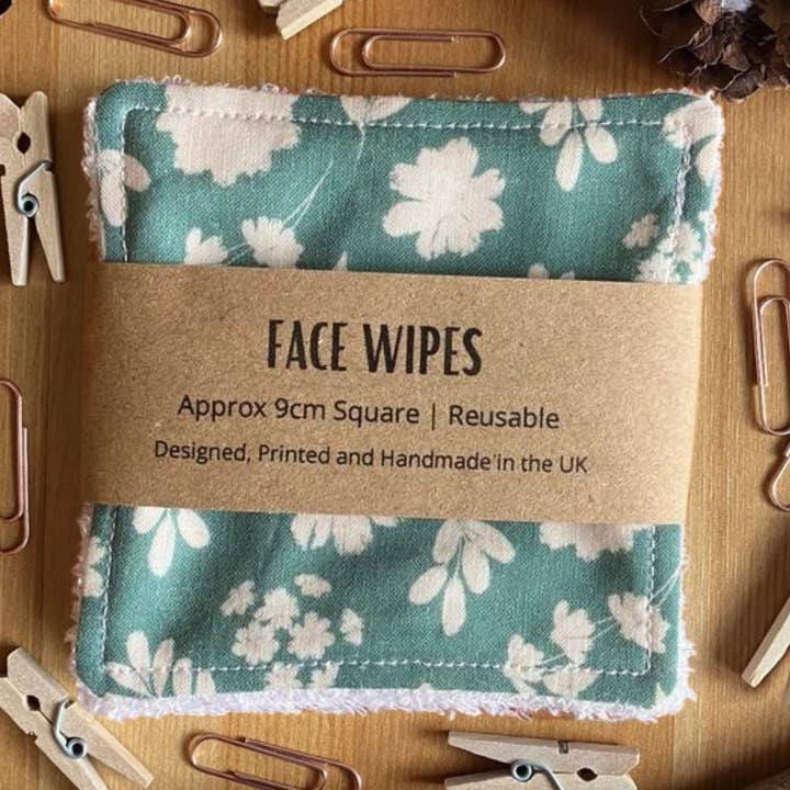 Reusable Face Wipes Green Floral Pattern for wholesale by SH Designs