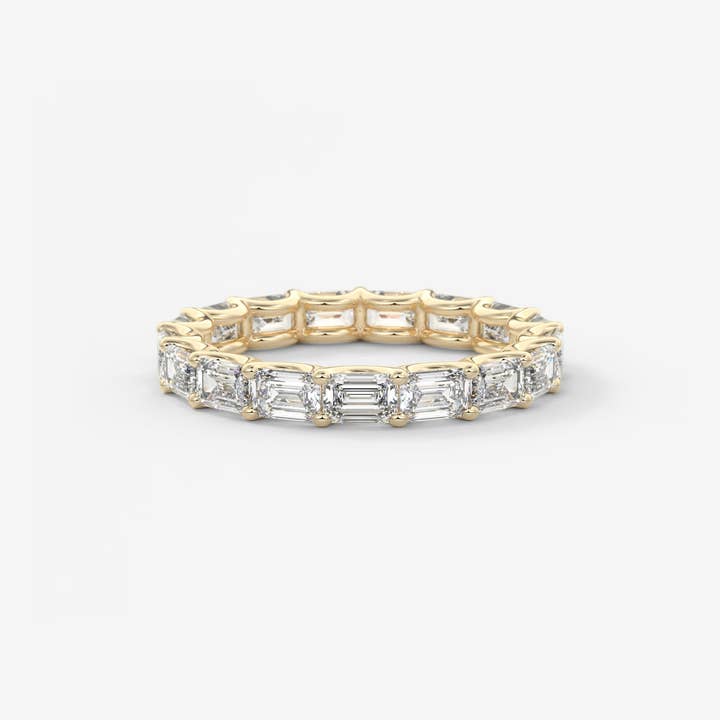 Emerald‑Cut Lab Diamond Full Eternity Band in Gold for wholesale by Caratina