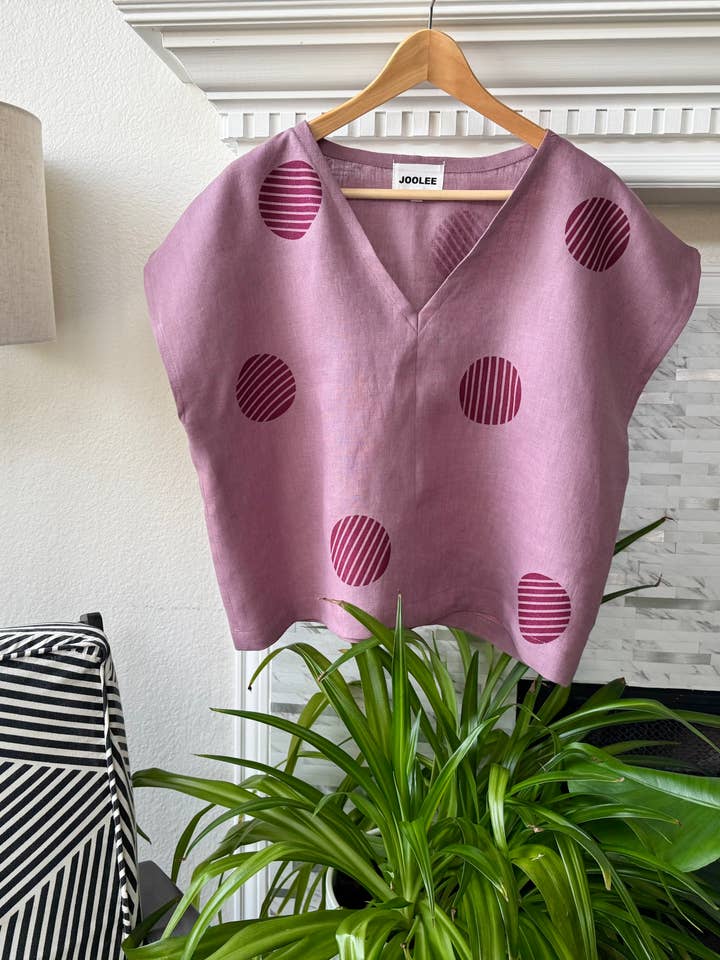 Dusty rose linen top for wholesale by Joolee