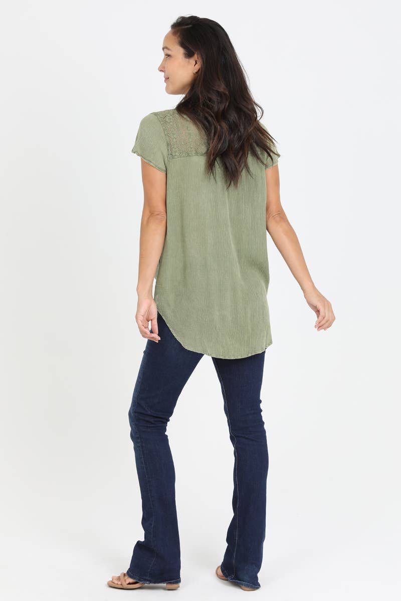 Nostalgia - Wholesale Blouse - Women's - N2U60-ASIS V NECK TIE WAIST TOP WTIH EMBROIDERY AND LACE12