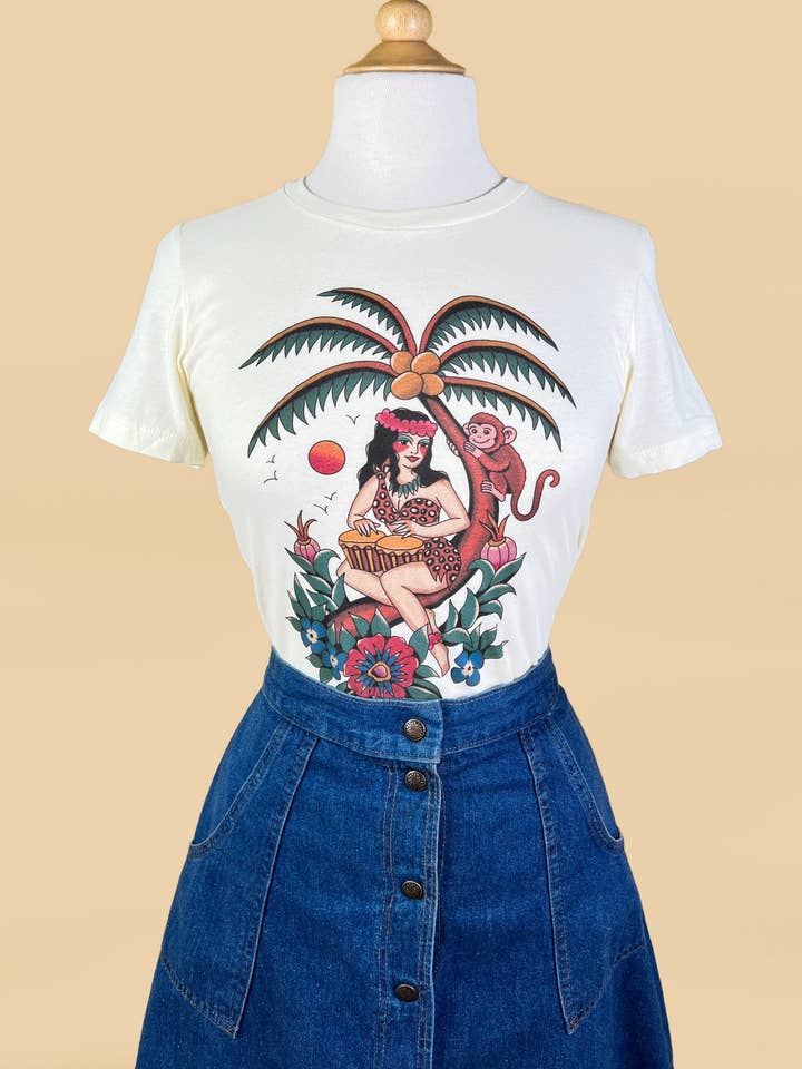 Bongo Baby Fitted Tee in Ivory for wholesale by Mischief Made