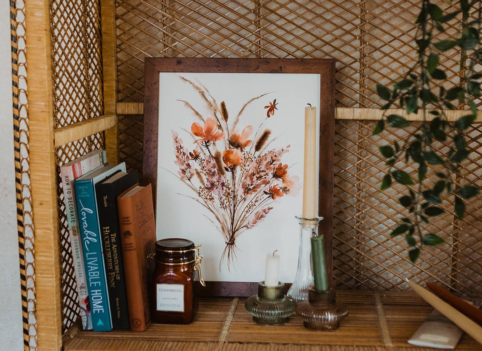 Paperbec Design Co. - Wholesale Art Print - Bohemian Rust Purple Dried Floral Bouquet Art Print1