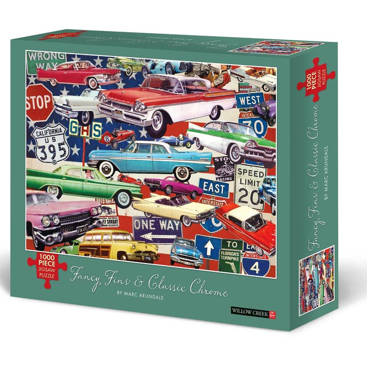 Elegantes aletas y clásico rompecabezas cromado de 1000 piezas para venta al por mayor de Willow Creek Press & Gifts