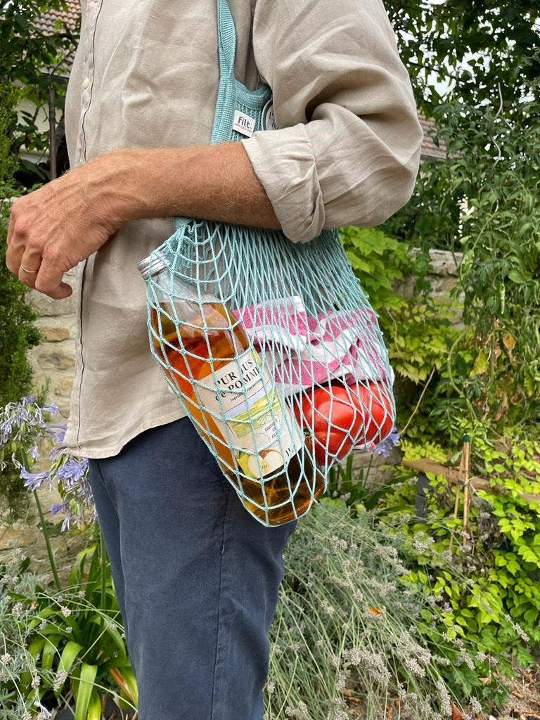 Filt1860 - Wholesale Grocery/Shopping Bag - Net shopping bag Aquablue long handles 1