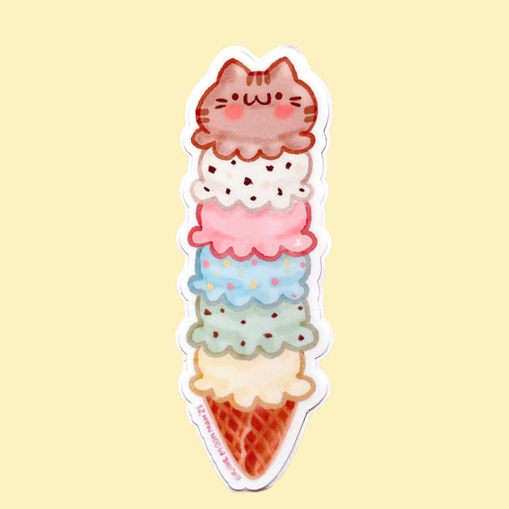 Adhesivo de vinilo Cat Ice Cream Cone para venta al por mayor de Brave Moonman