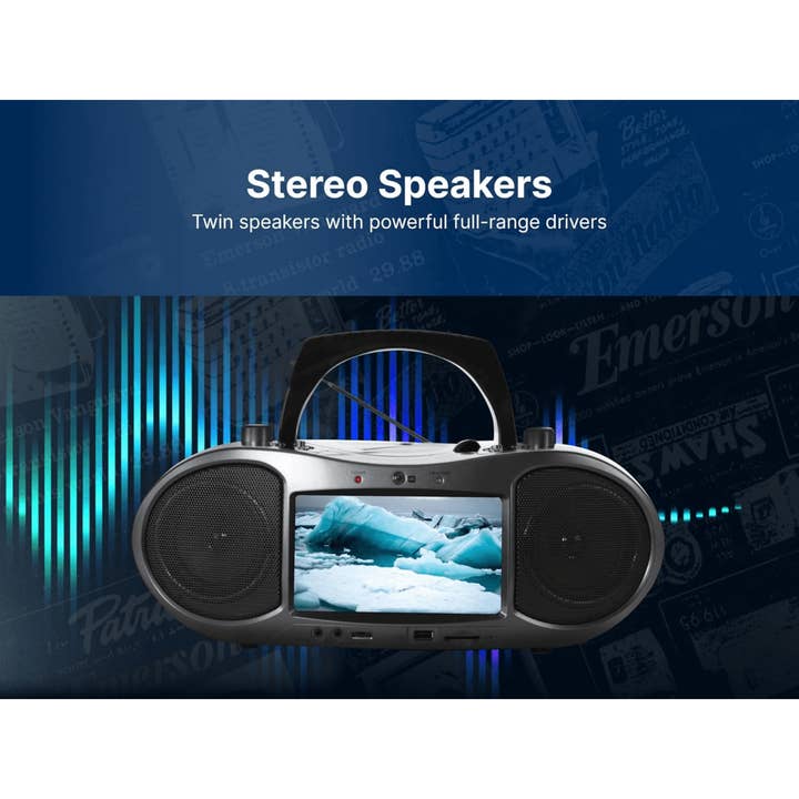 JupiterGear Home - Wholesale Speakers - Emerson 7” Bluetooth DVD Boombox with AM/FM Radio6