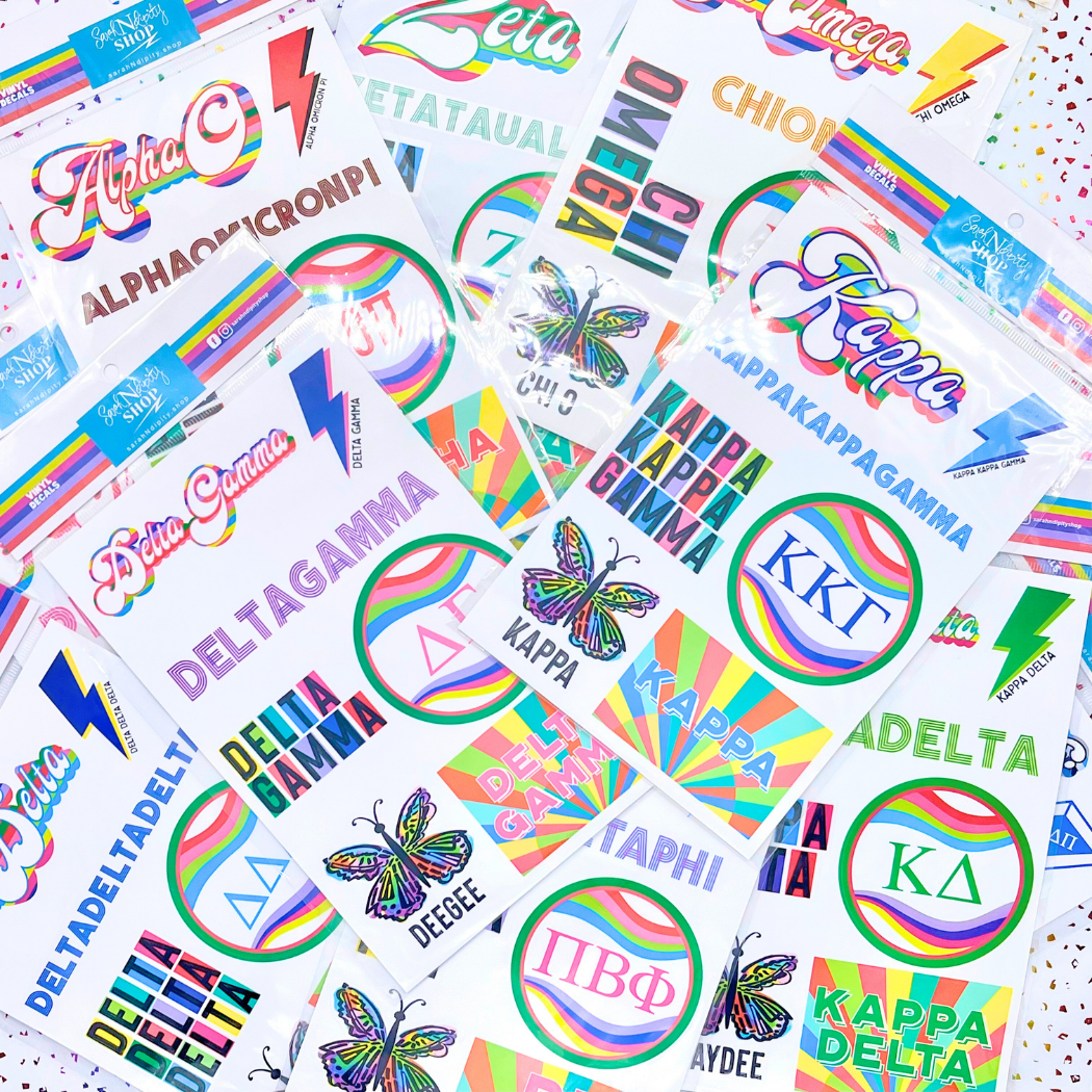 Sarahndipity Shop - Wholesale Sticker - Sorority Vinyl Decal Sheets1