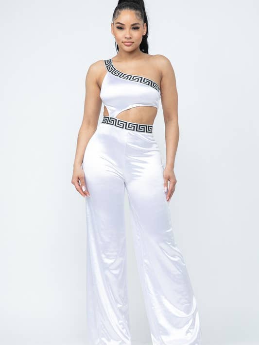 Jumpsuit med elastiskt band med en axel och brett ben för wholesale av Belita Collection