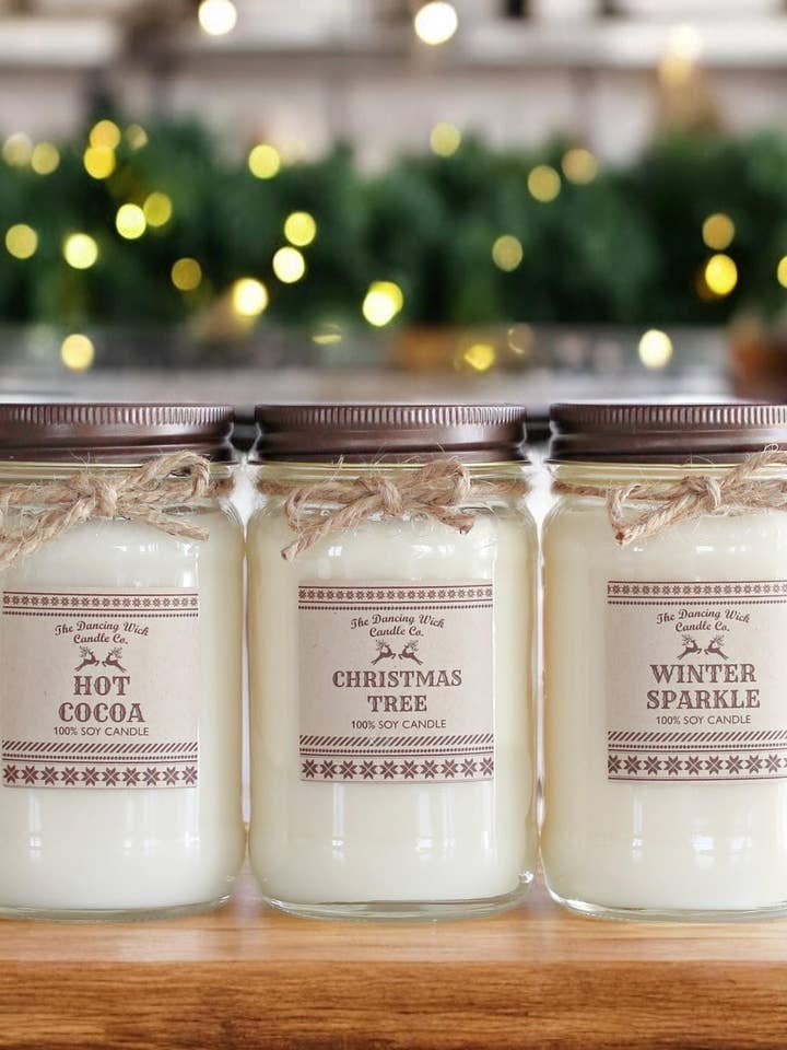 Winter Soy Candle / Mason Jar style / Christmas Gifts for wholesale by THE DANCING WICK CANDLES