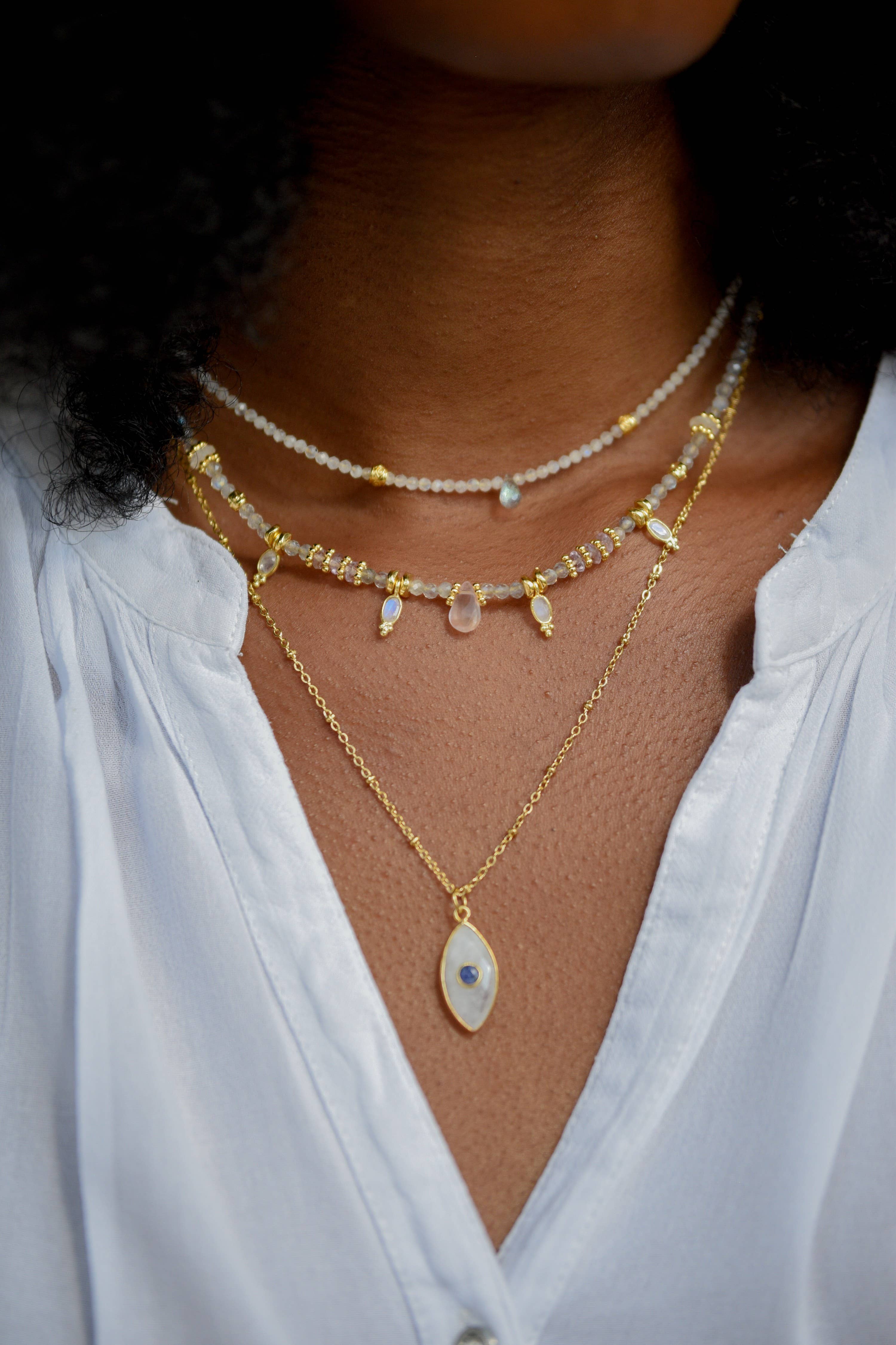 GINANDGER - Wholesale Pendant/Charm Necklace - Necklace Labradorite, Moonstone - Alysta3