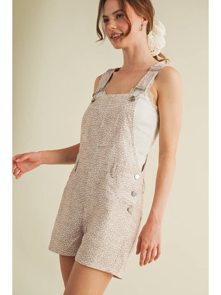 Beige CR13614 - BLOMSTERPRINT OVERALL ROMPER for engroshandel på Faire2