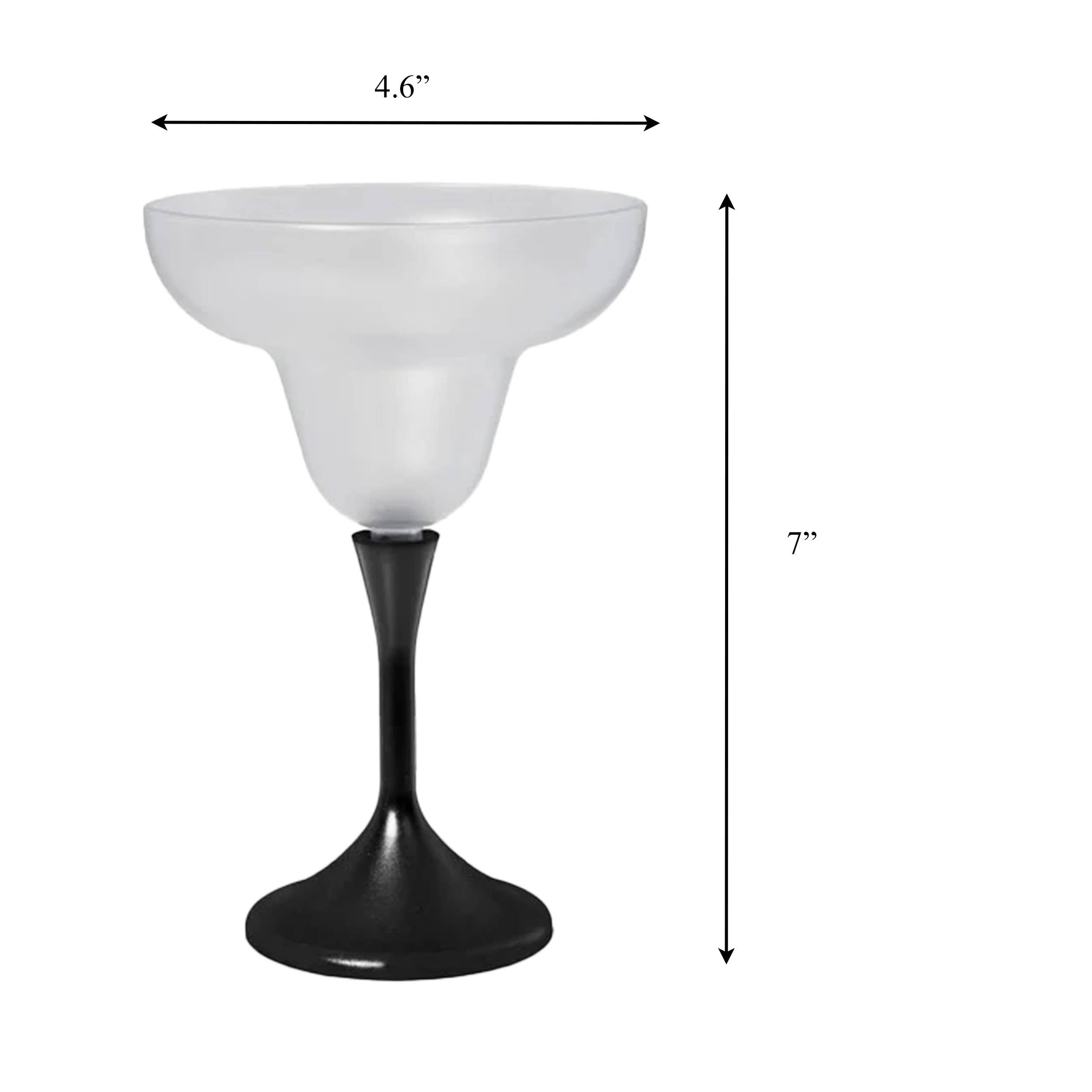 Blinkee.com, LLC - Wholesale Cocktail/Liquor Glass - Pack of 18 Frosted Margarita Drinking Glass Black Stem1
