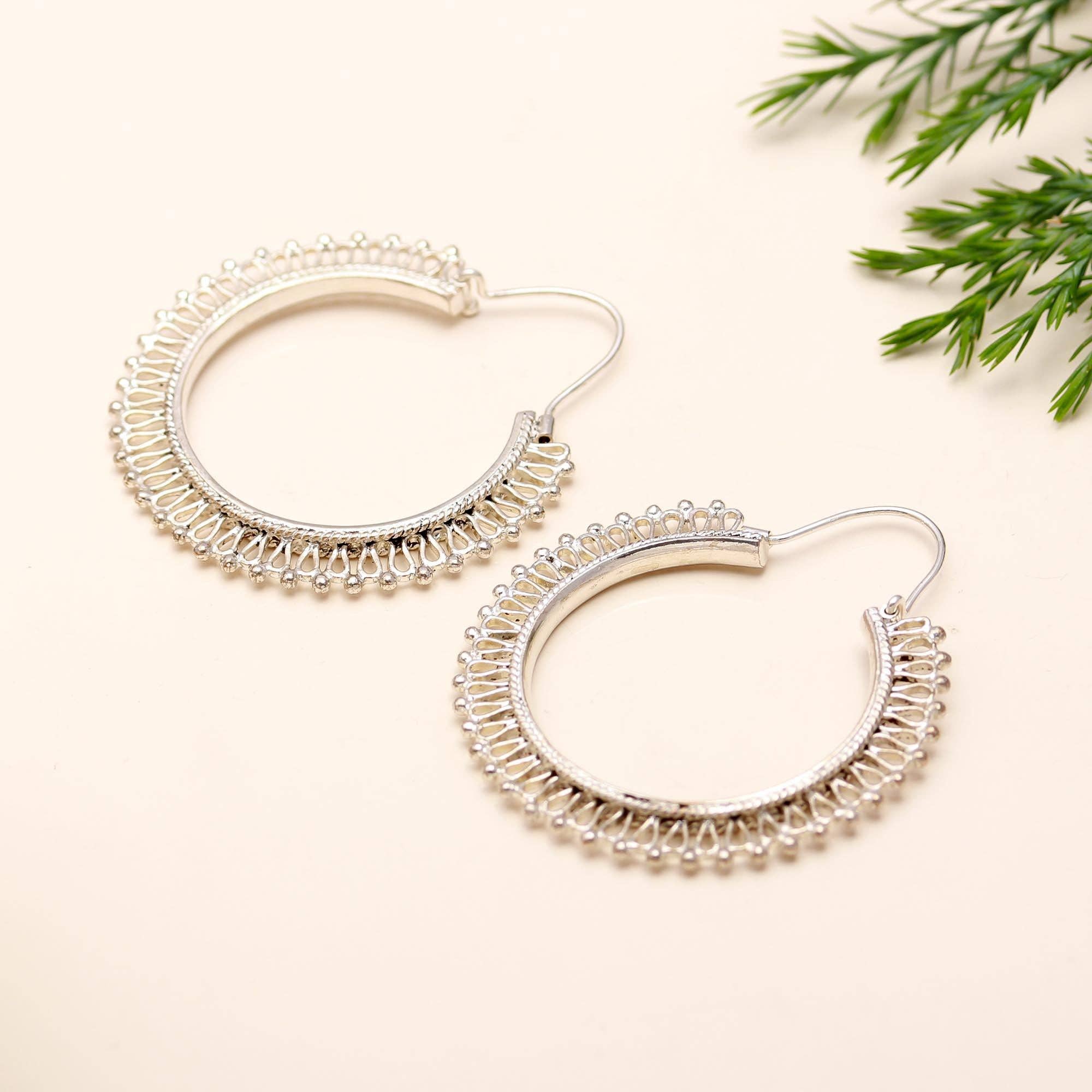 AG 925 JEWELLERY - Wholesale Hoop Earrings - 925 Silver Intricate Filigree Hoop Earrings3