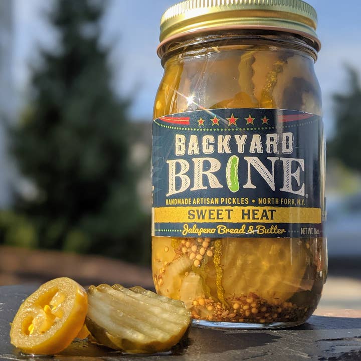 Backyard Brine - Wholesale Pickled Vegetables - Sweet Heat - Jalapeno Bread & Butter Pickles, 16 oz