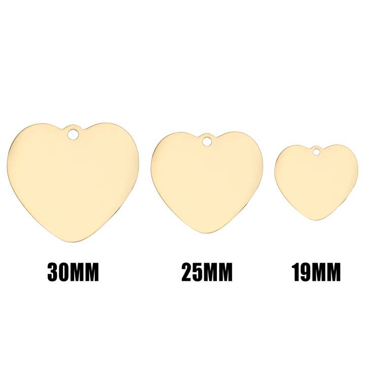 WJW - Wholesale Pet Identification Tag - Cat/Dog - 18K Gold PVD Stainless Steel Heart Pet Tag / PDL0131